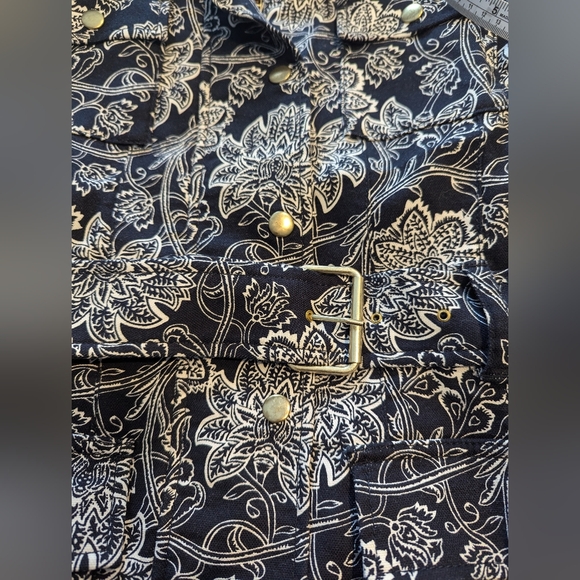 BANANA REPUBLIC Women's Floral Blazer Belted Jacket Medium Navy - Picture 5 of 8